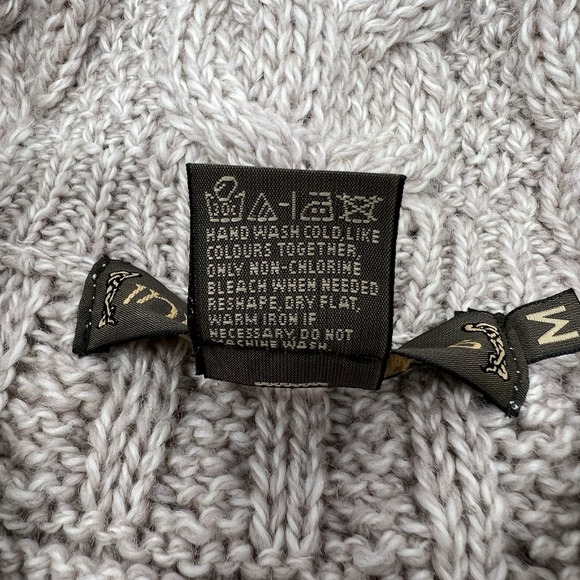 Inis Crafts Cardigan Womens Medium 100% Merino Wool Open Knit Zip Long - Picture 7 of 8